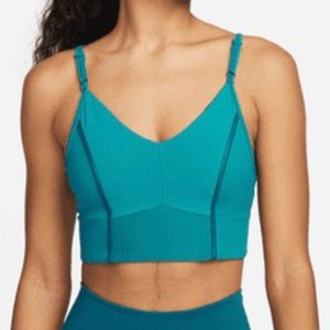 Size Large Nike Yoga Indy Women's Light-Support Padded Teal Longline Sports Bra